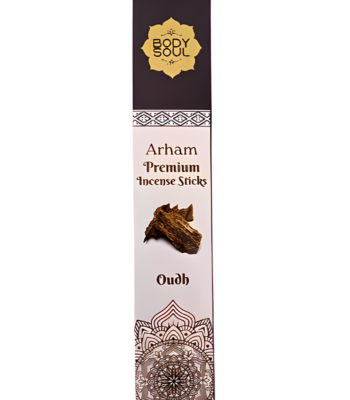 Bodysoul Oudh Premium Incense Sticks 20gm |Pack of 6| Agarbatti for Puja| 100% Natural & Charcoal Free| Oudh Agarbatti| Aromatherapy Meditation